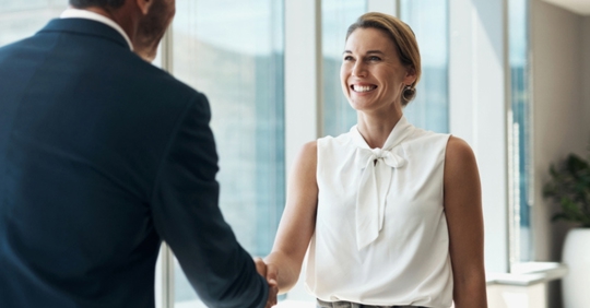 Lawyer and client shaking hands